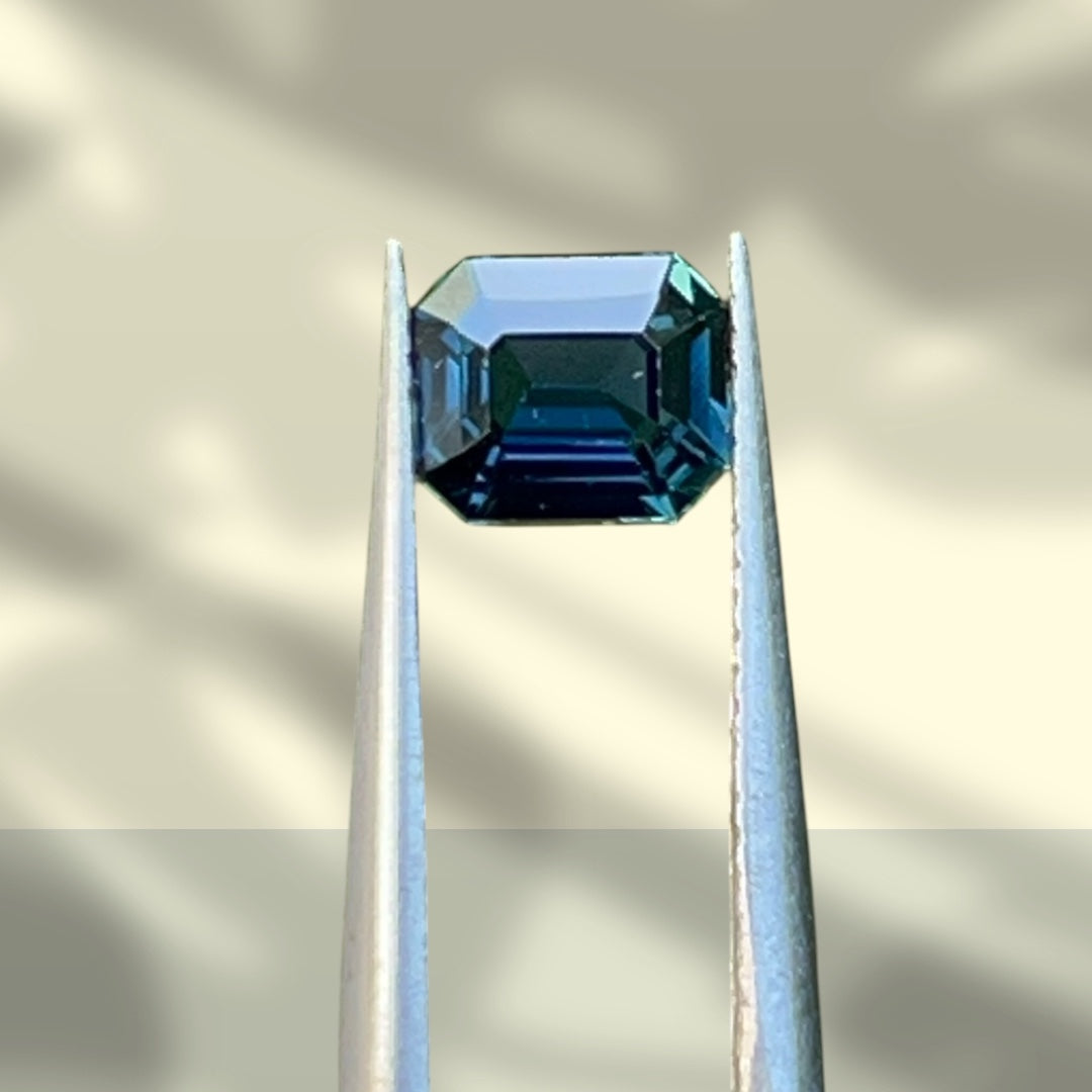 1.12ct Natural Green Sapphire (AGL Certified) Bluish Green Emerald Cut