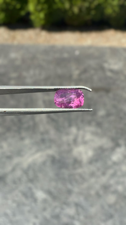 Natural Pink Sapphire | 2.24ct | Cushion Cut | Pinkish Purple Colour | Certificate of Authenticity provided
