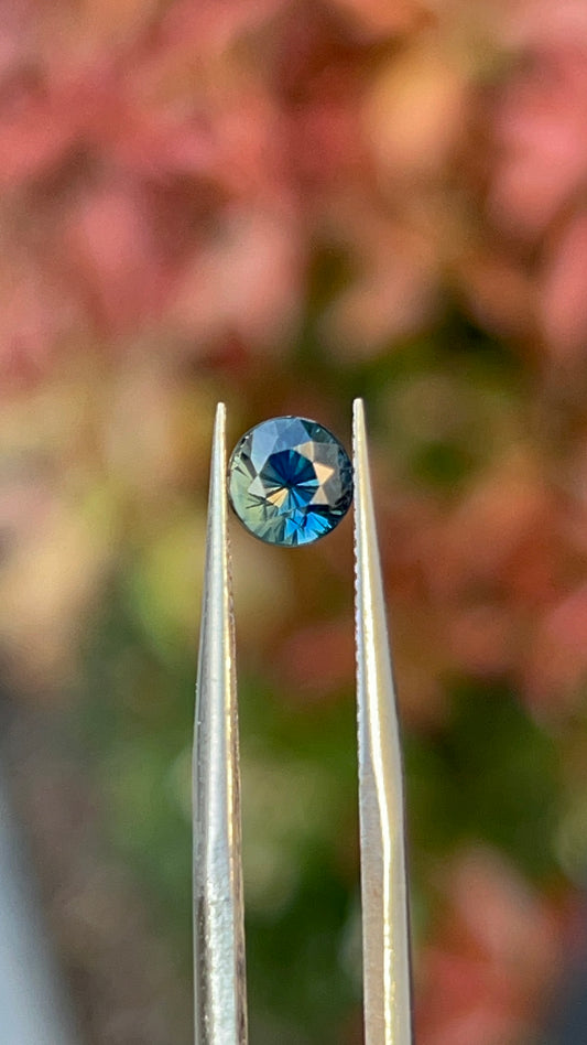 Green Sapphire 1.16 CT – Round Mixed Cut | Bluish Green | Certified Natural Corundum