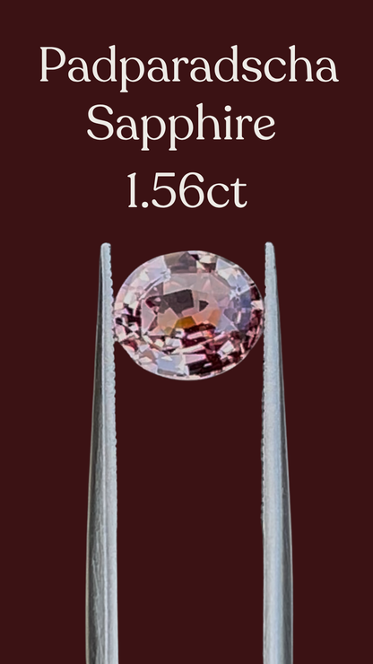 Certified 1.59ct Padparadscha Sapphire – Orangey Pink Oval Cut | Heated | Natural Corundum