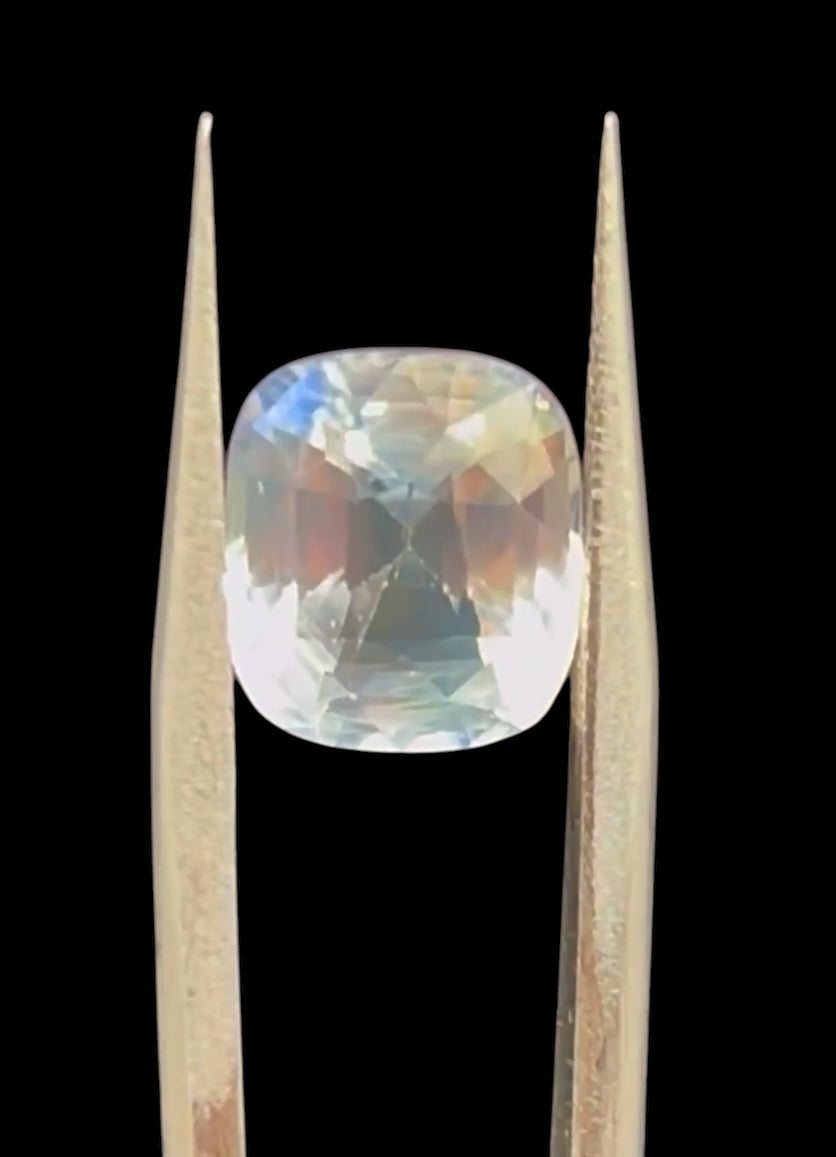 Natural Rainbow Moonstone | 2.03ct | Cushion Brilliant Mixed | Colourless | GIA Alumni Lab Card Provided