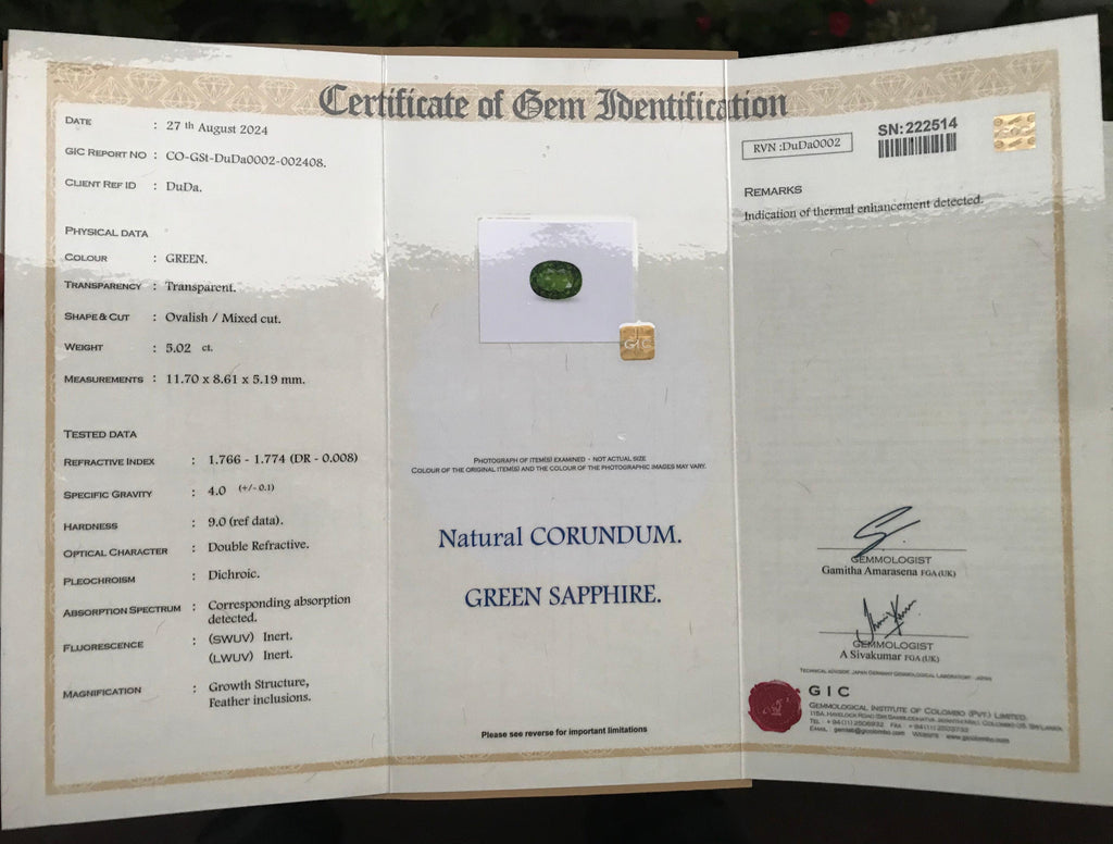 Natural Green Sapphire | 5.02ct | Heated | AAA quality