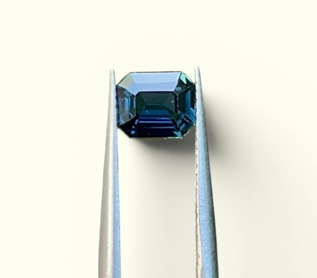 1.12ct Natural Green Sapphire (AGL Certified) Bluish Green Emerald Cut