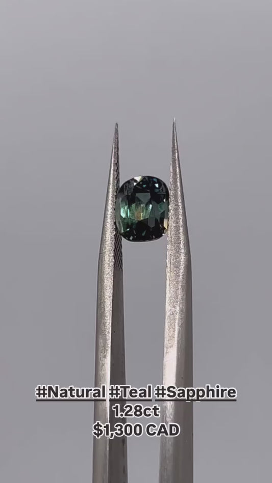 Natural Teal Sapphire | 1.28ct | Blue-Green Colour | Unheated | Free GIA Alumni lab report