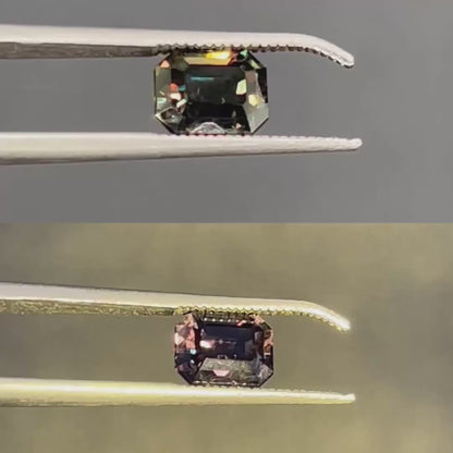 Natural Colour Changing Sapphire | 1.24ct | Octagonal Step Cut | Change from Green to Brown | GIA alumni lab report provided