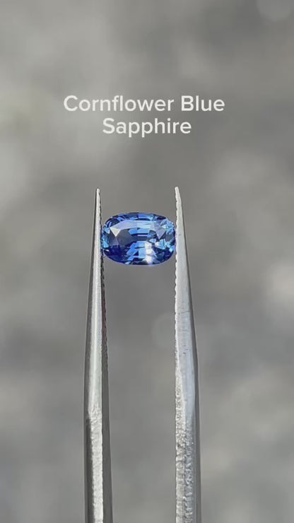 1.09ct Unheated Cornflower Ceylon Blue Sapphire – Natural Certified Cushion Cut Loose Gemstone