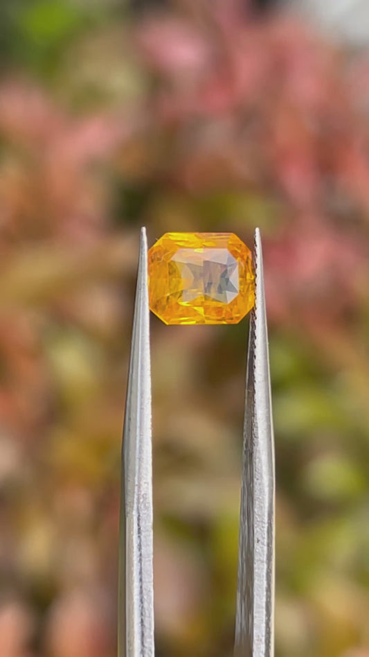2.62 Ct Certified Vivid Canary Yellow Sapphire | Natural Corundum | Octagonal Cut